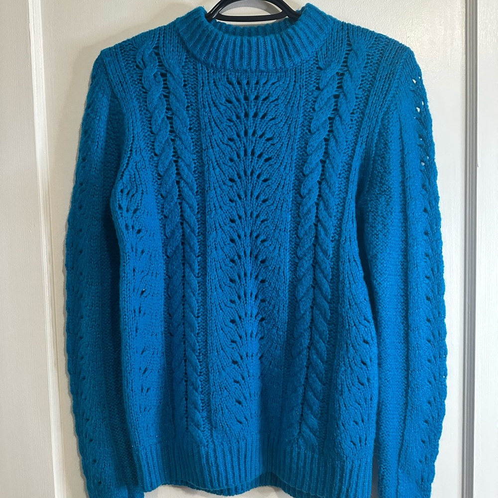 Blue Cable Knit Sweater